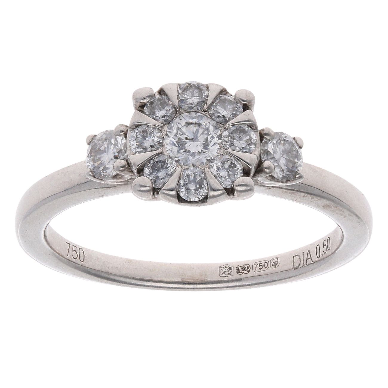 18ct White Gold 0.50ct Diamond Cluster Ring