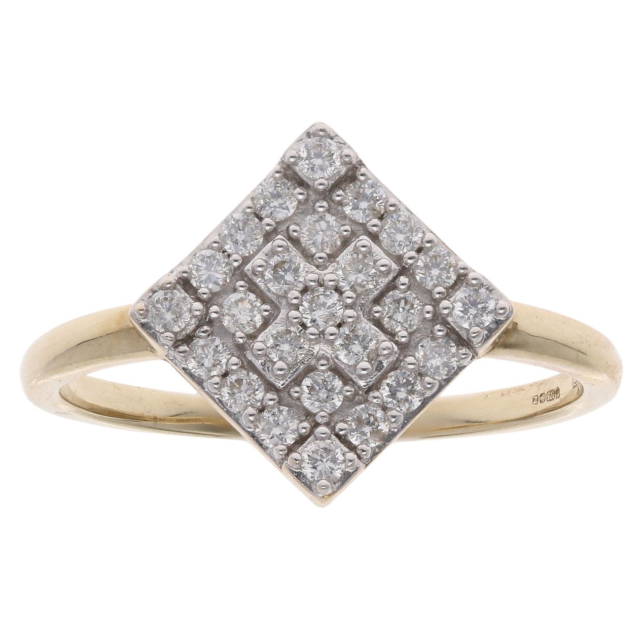 9ct Yellow Gold 0.25ct Brilliant Cut Diamond Cluster Ring