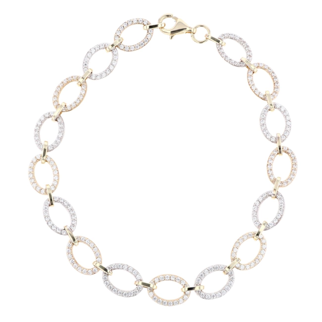 9ct Yellow And White Gold 7.5" Cubic Zirconia Stone Set Bracelet