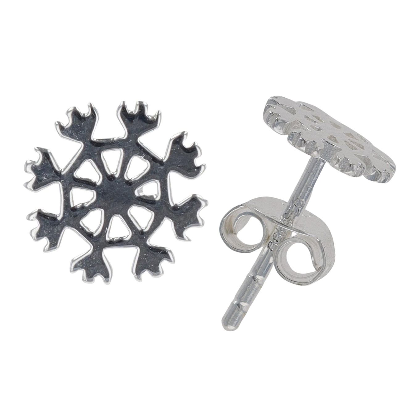 Silver Snowflake Stud Earrings by Icesia