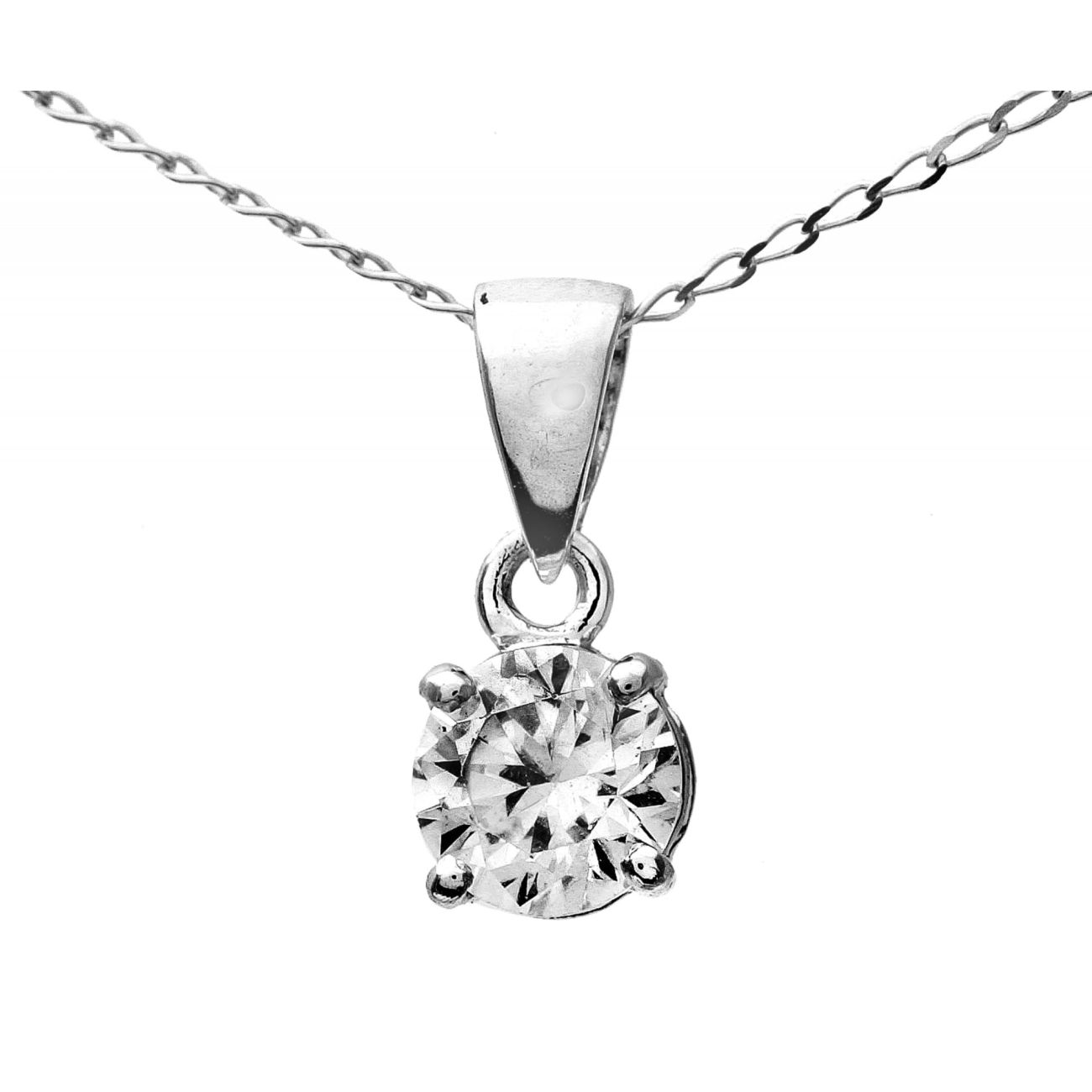 9ct White Gold 0.50ct Diamond Solitaire Pendant And Chain