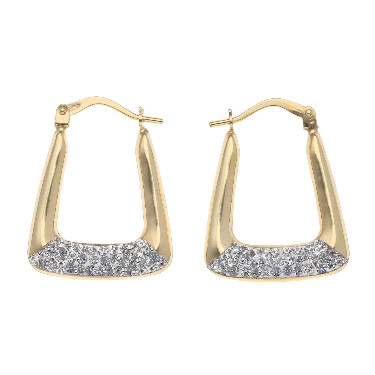 9ct Yellow Gold Crystal Handbag Earrings