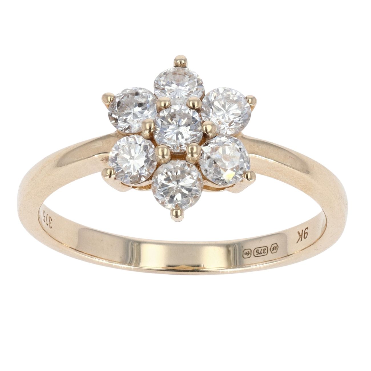 9ct Yellow Gold Diamond Cluster Ring by Anya Belle