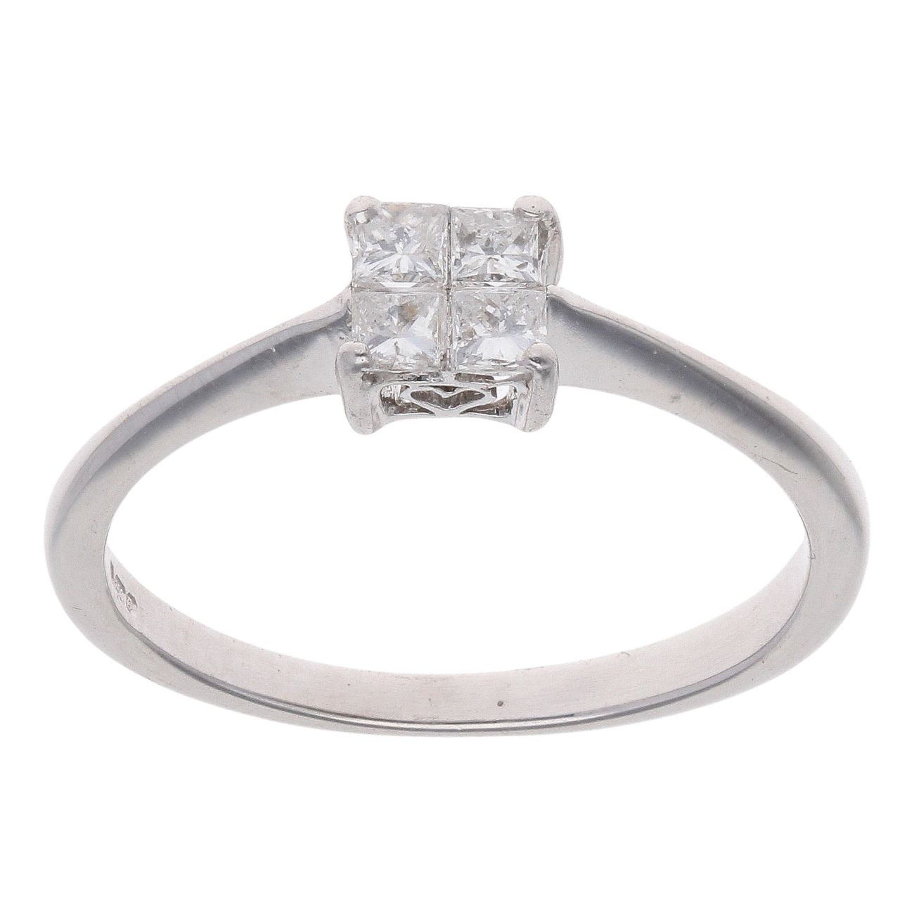 18ct White Gold 0.25ct Princess Cut Diamond Cluster Ring