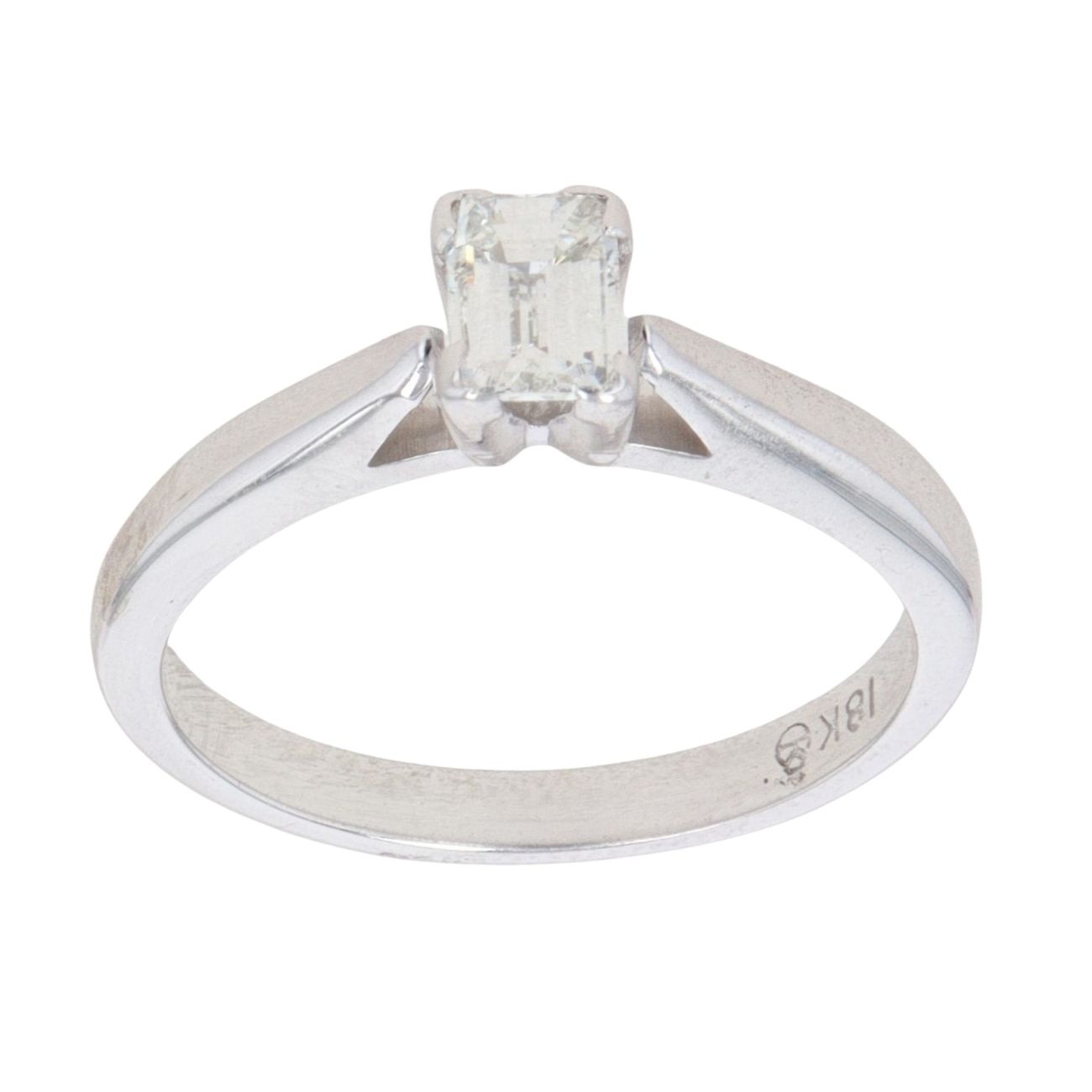 18ct White Gold 0.42ct Millenium Cut Diamond Solitaire Ring