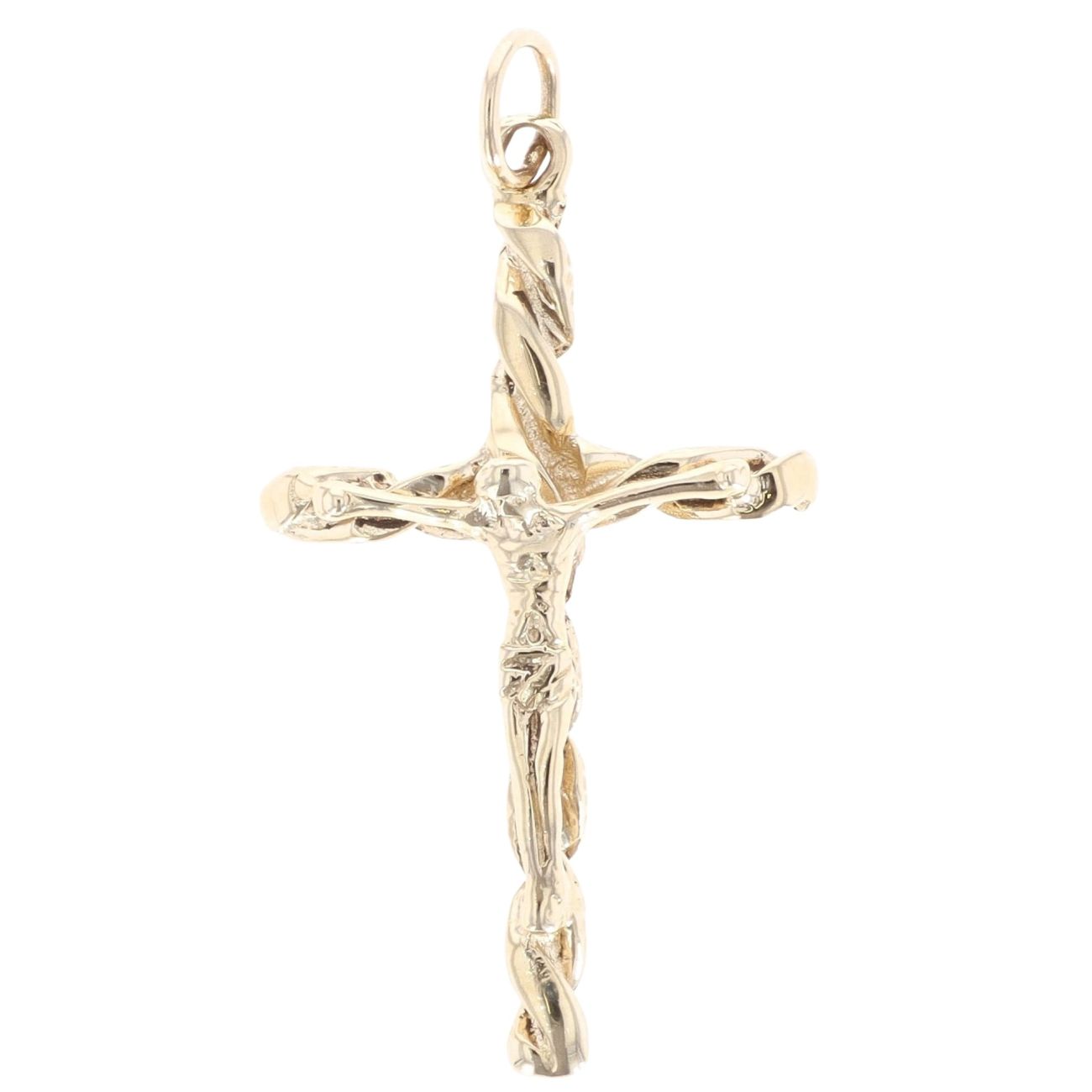 9ct Yellow Gold Twist Pattern Crucifix Pendant