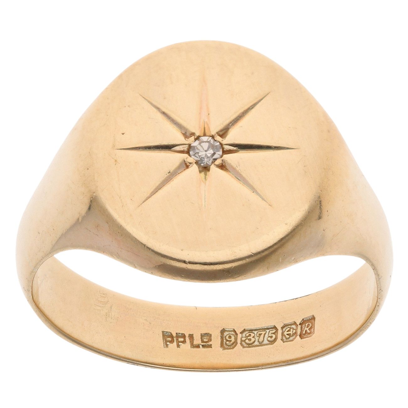9ct Yellow Gold 0.05ct Diamond Signet Ring
