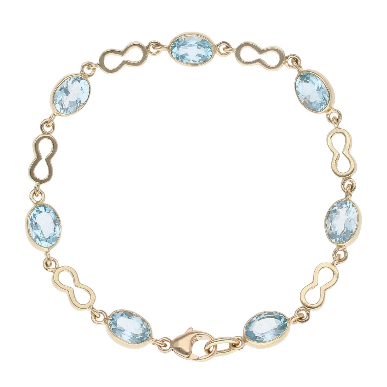 9ct Yellow Gold Blue Topaz Bracelet 7.5"