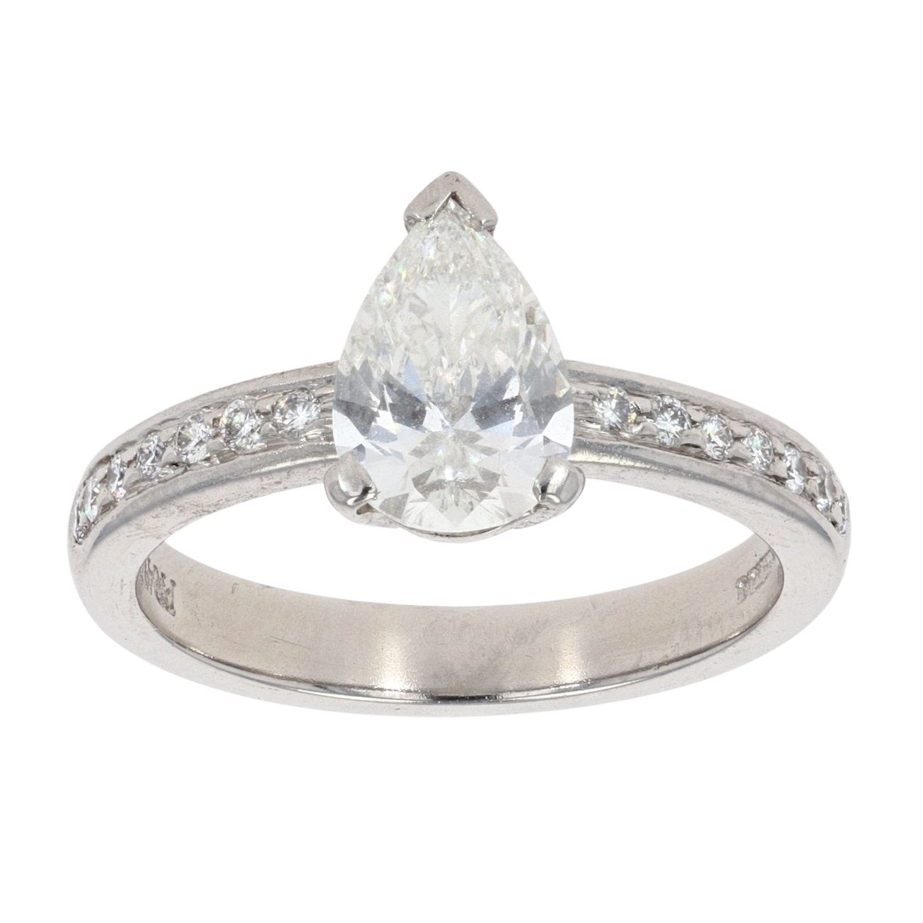 Platinum 1.10ct Pear Cut Diamond Solitaire Ring