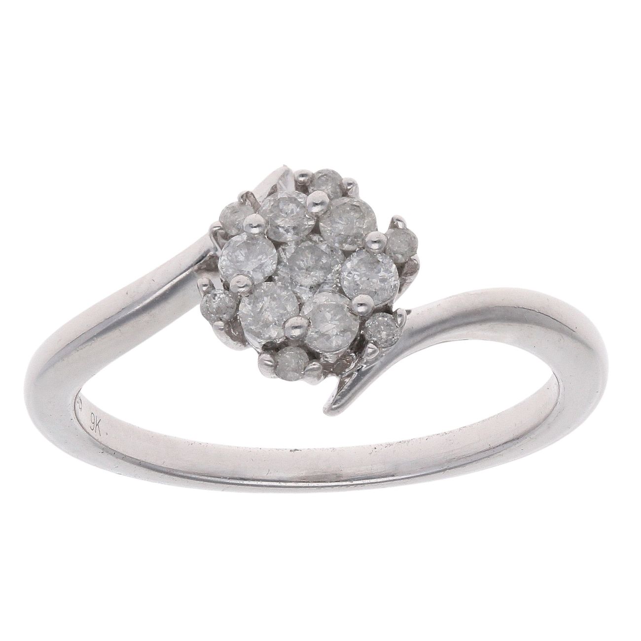 9ct White Gold 0.33ct Brilliant Cut Diamond Cluster Ring