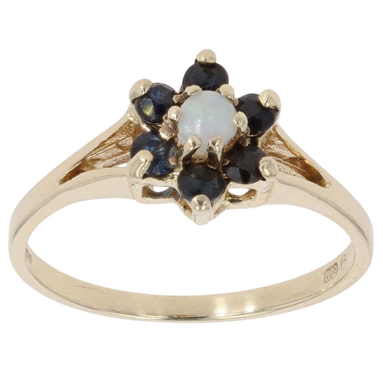 9ct Yellow Gold Sapphire and Opal Cluster Ring