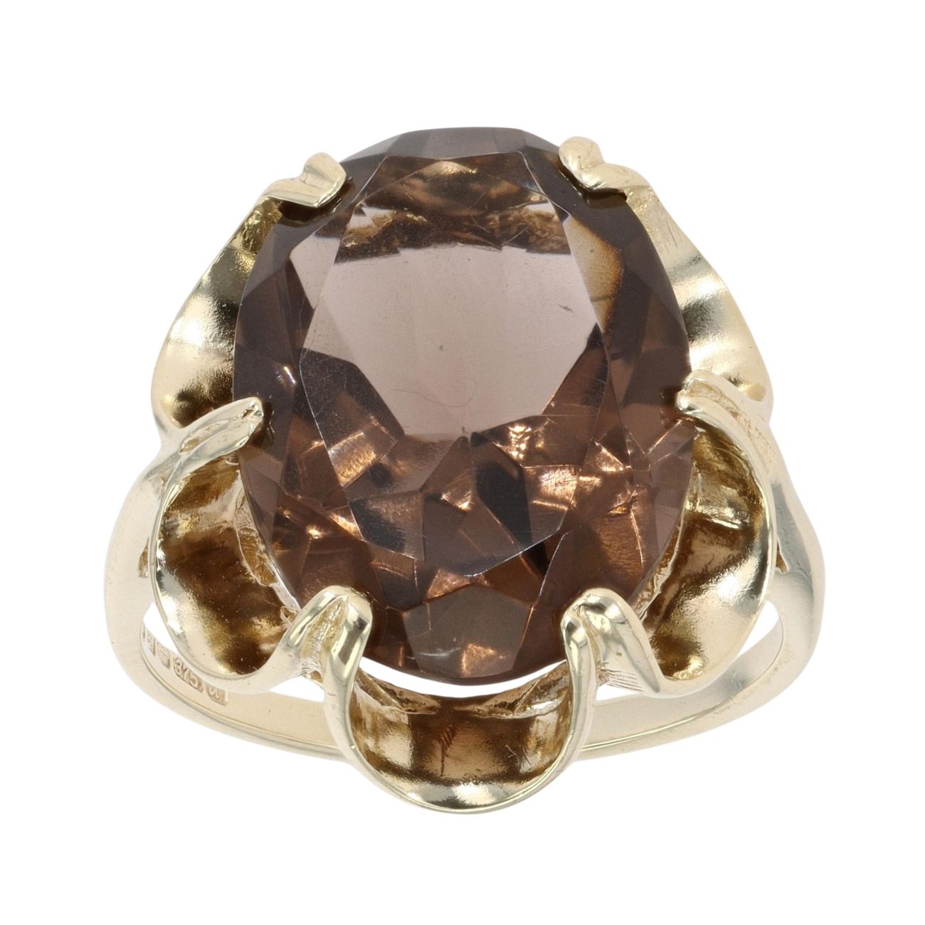 9ct Yellow Gold Smoky Quartz Single Stone Ring