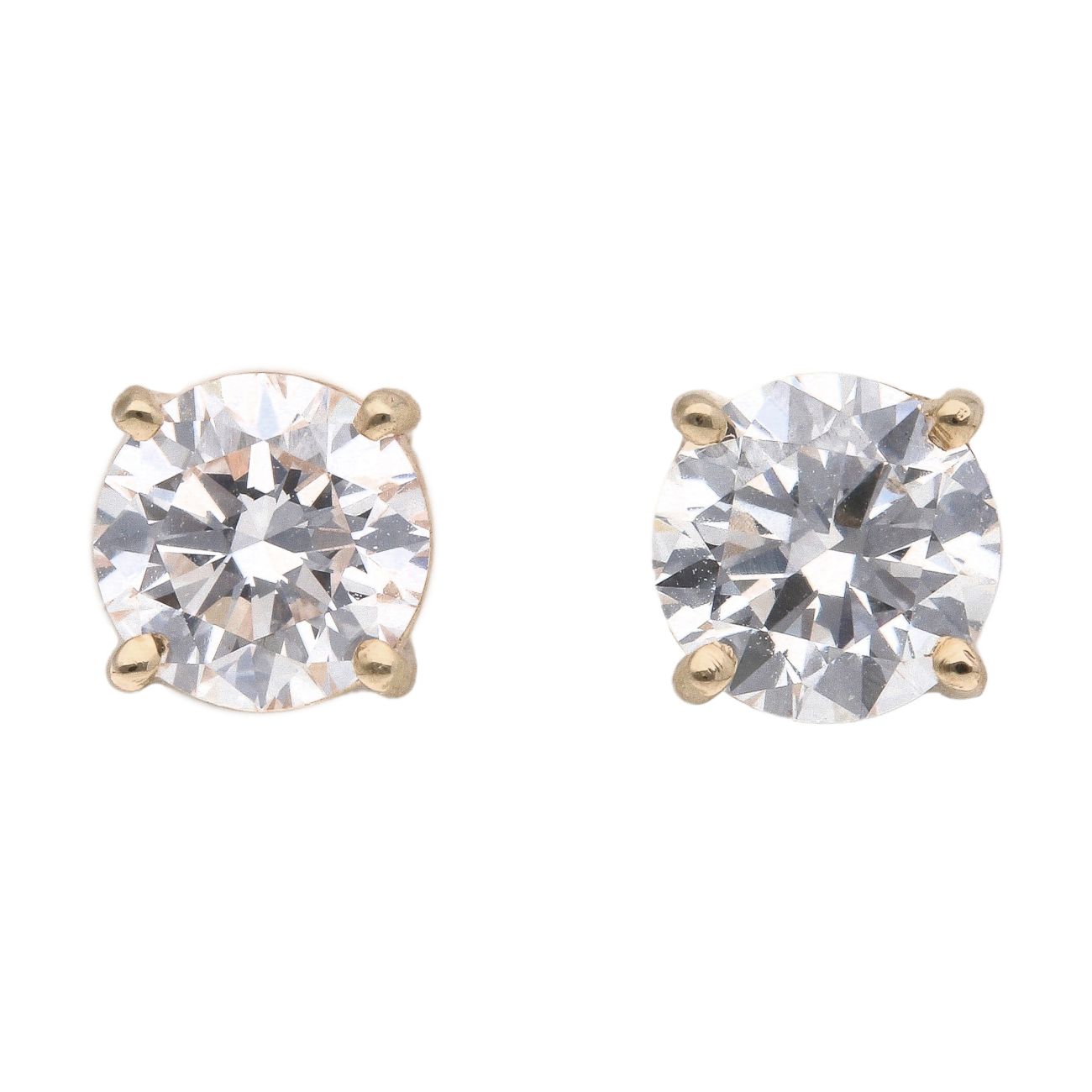 Lab Grown 9ct Yellow Gold 1.70ct Diamond Solitaire Stud Earrings