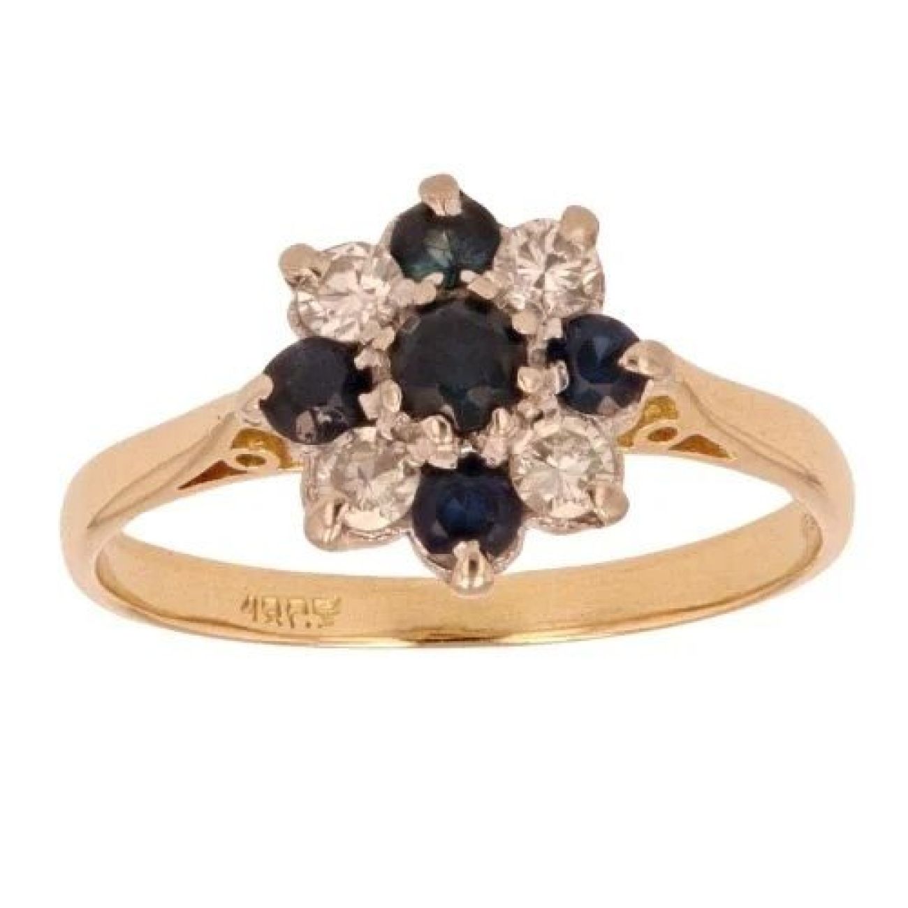 18ct Yellow Gold 0.20ct Diamond And Sapphire Cluster Ring
