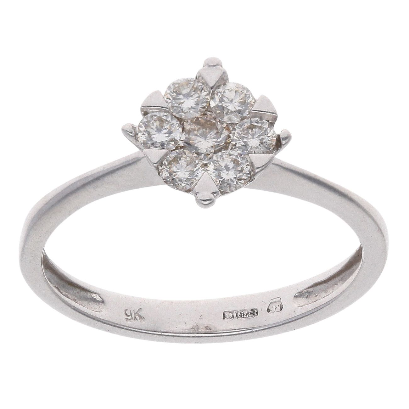 9ct White Gold 0.30ct Brilliant Cut Diamond Cluster Ring
