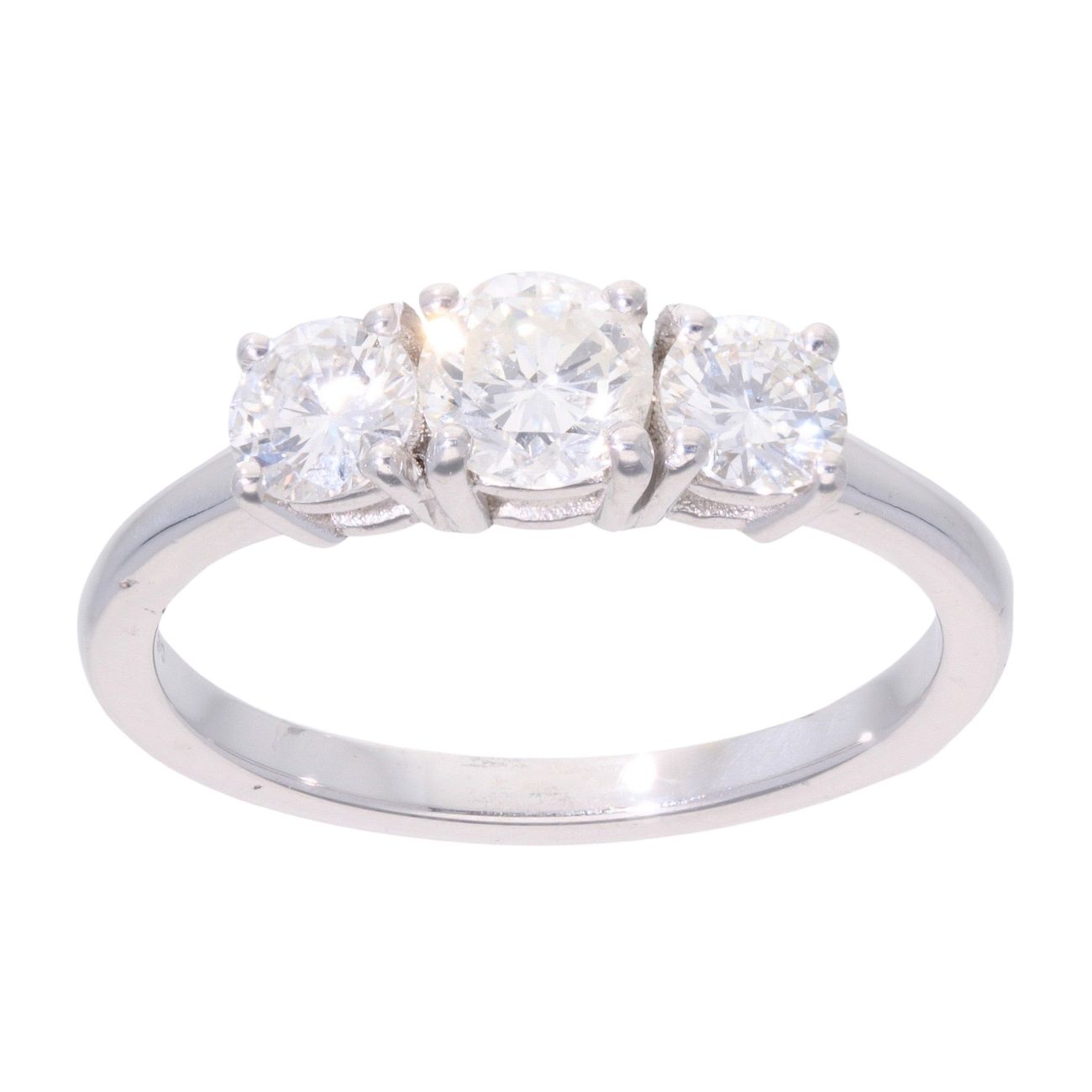 9ct White Gold 1.00ct Diamond Trilogy Ring