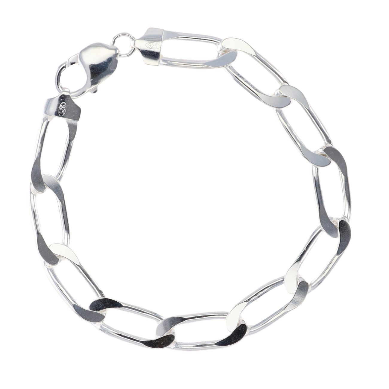 Silver Long Curb Bracelet 8.5" By Icesia