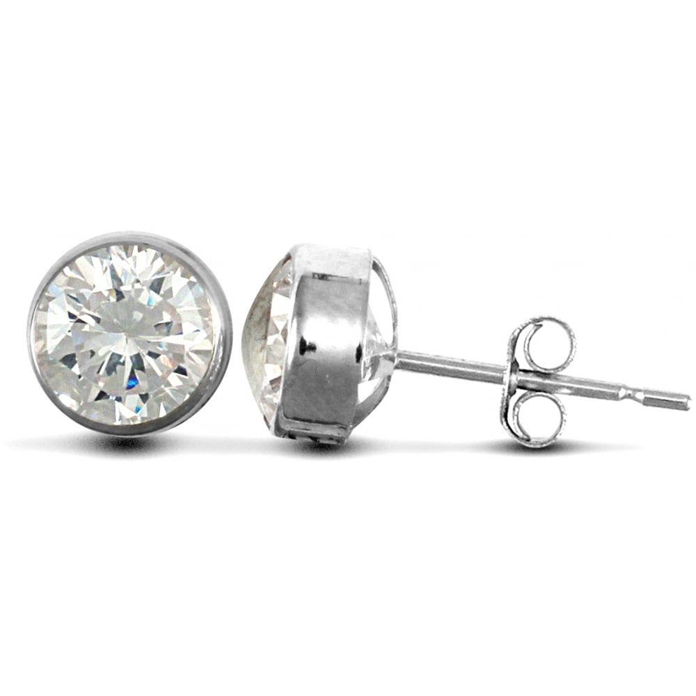 9ct White Gold Cubic Zirconia Rub-Over Studs