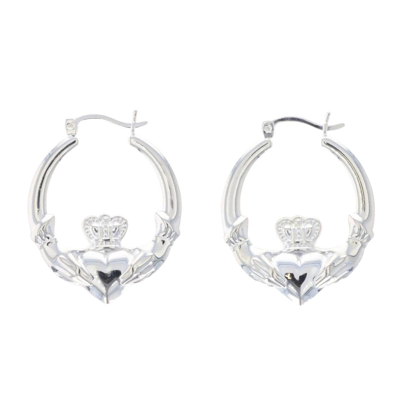 Silver Claddagh Creole Hoop Earrings By Icesia