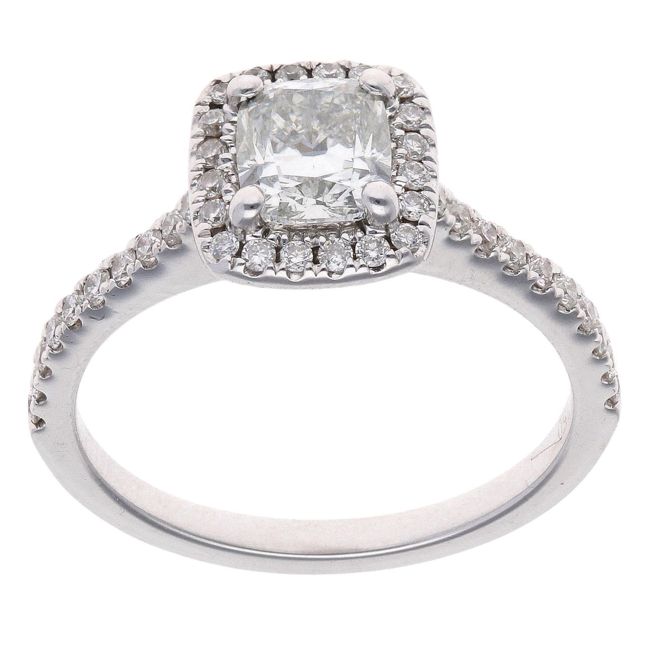18ct White Gold 1.00ct Halo Solitaire Diamond Ring
