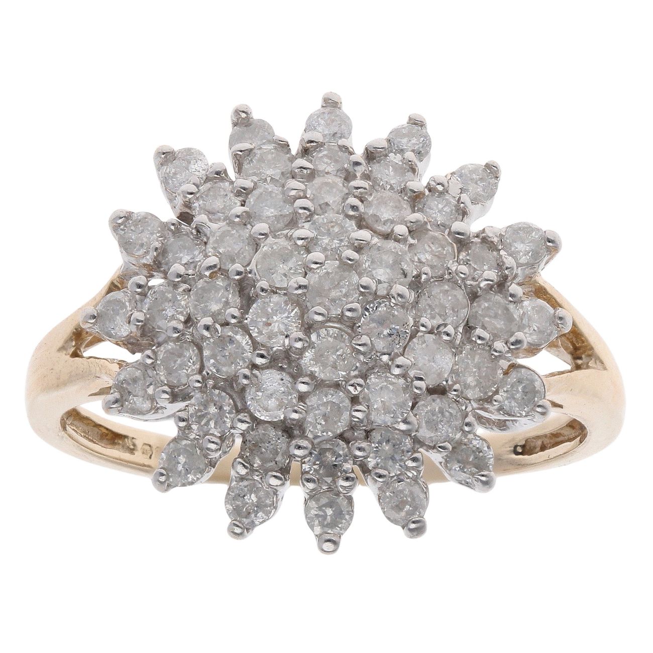9ct Yellow Gold 1.00ct Brilliant Cut Diamond Cluster Ring