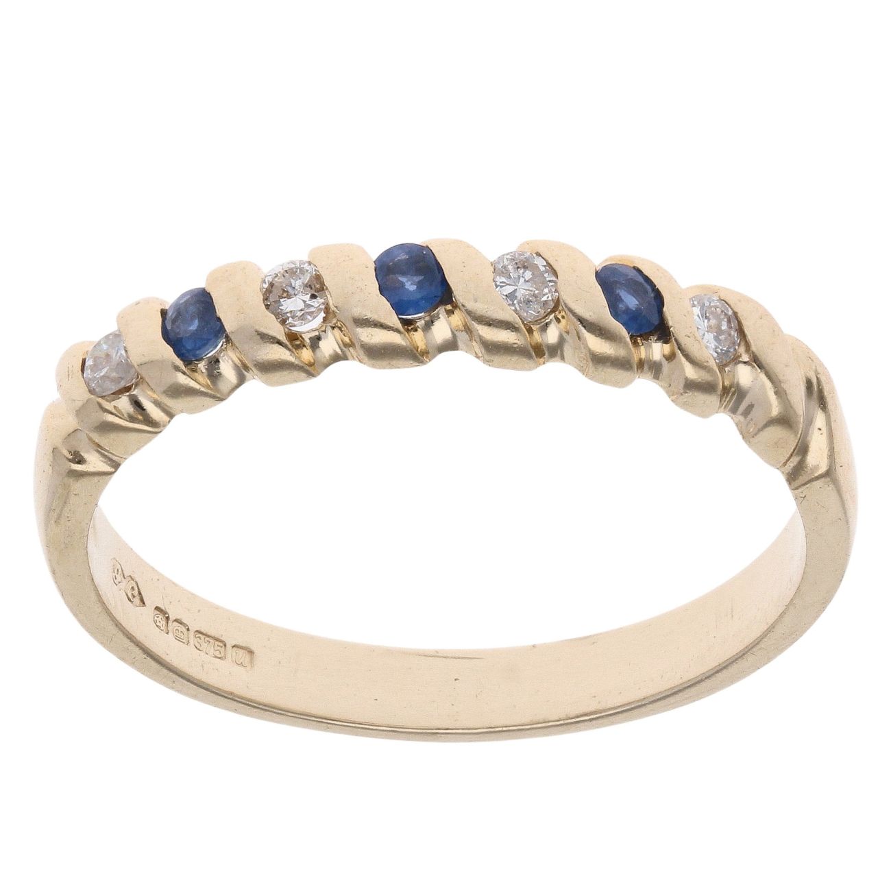 9ct Yellow Gold 0.10ct Diamond And Sapphire Ring