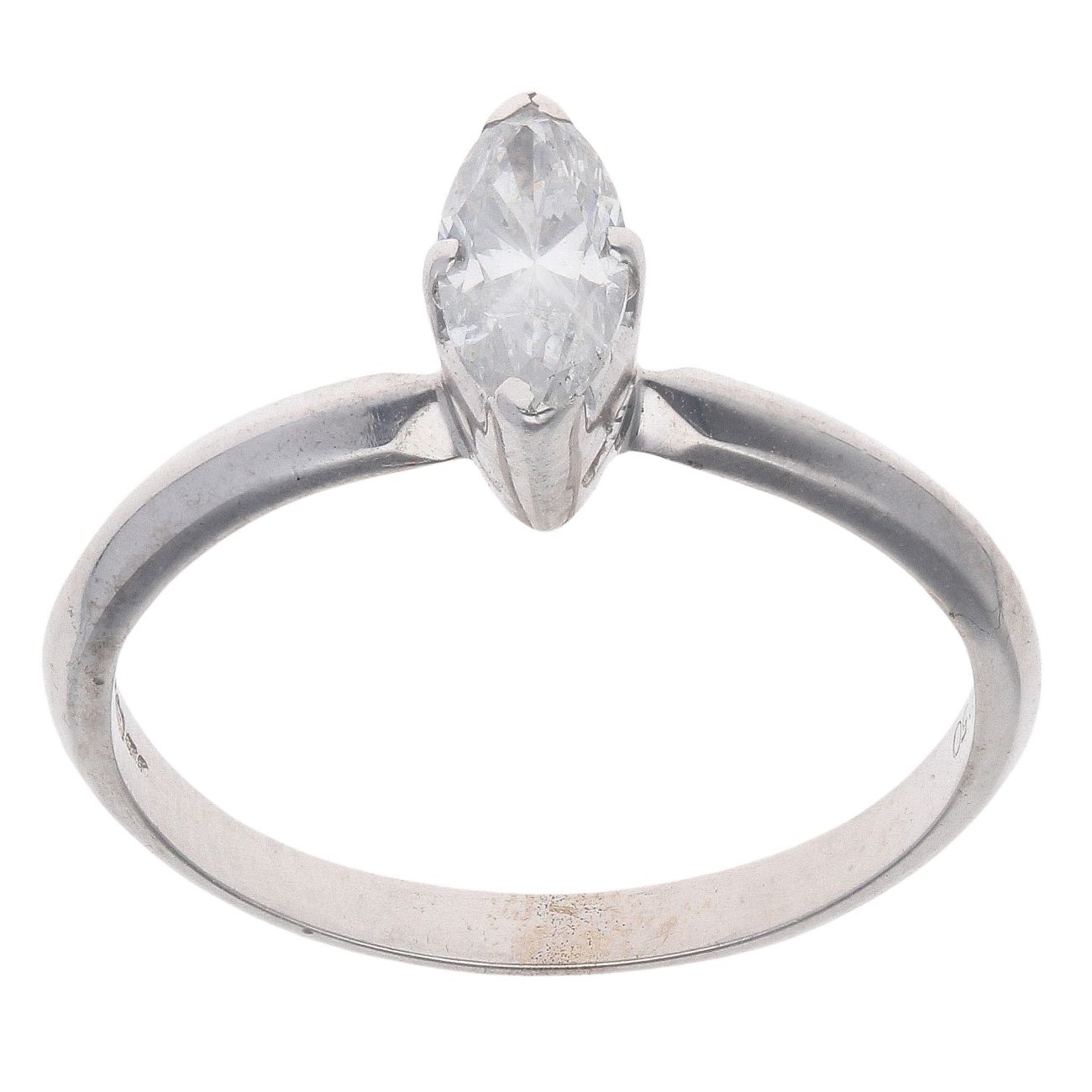 18ct White Gold 0.50ct Marquise Cut Diamond Solitaire Ring