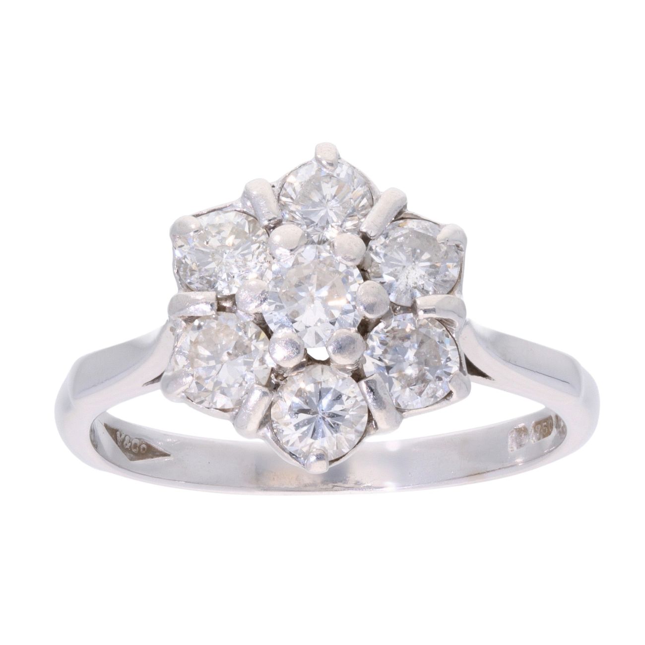 18ct White Gold 1.25ct Diamond Cluster Ring