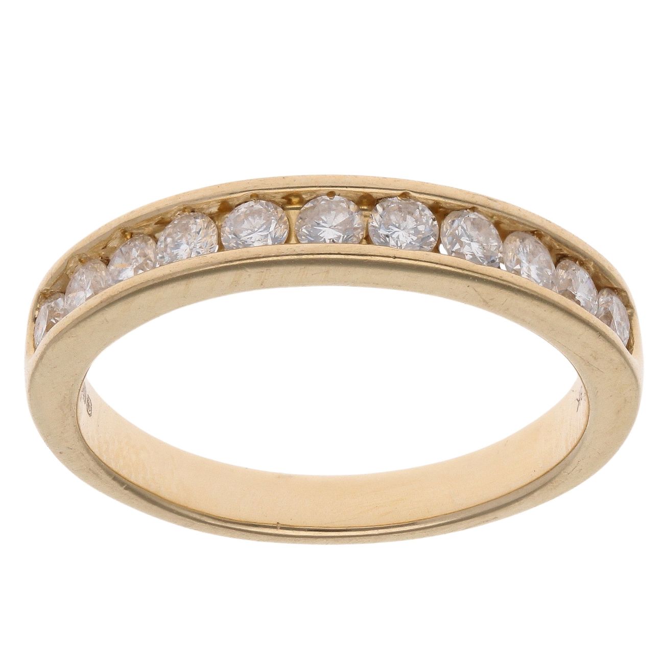18ct Yellow Gold 0.55ct Brilliant Cut Diamond Half Eternity Ring