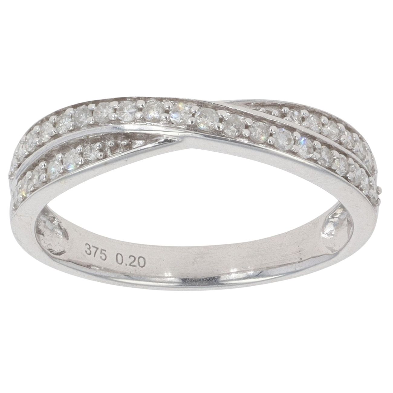 9ct White Gold 0.20ct Diamond Crossover Ring