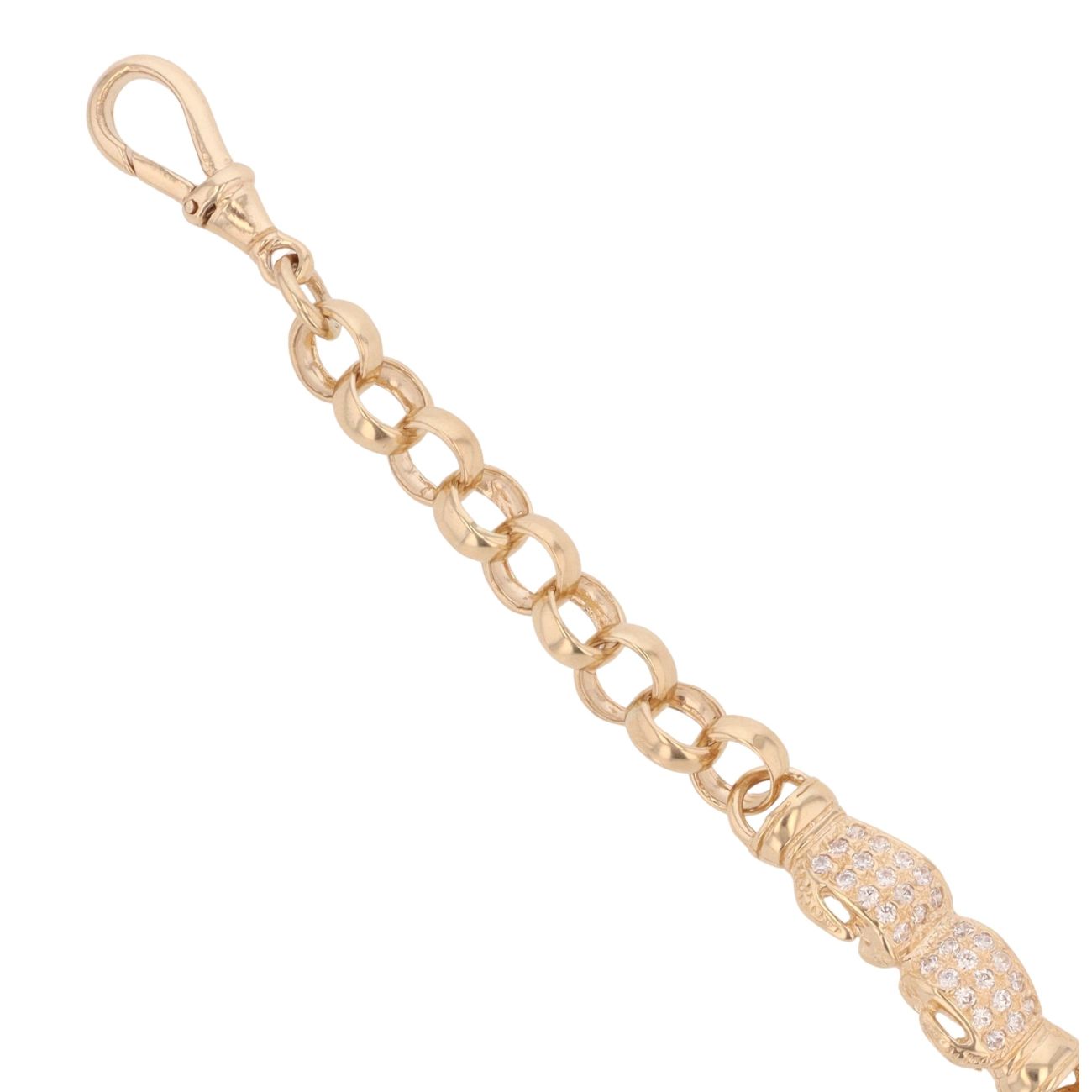 9ct Yellow Gold Cubic Zirconia Boxing Glove Belcher Bracelet 6.5"