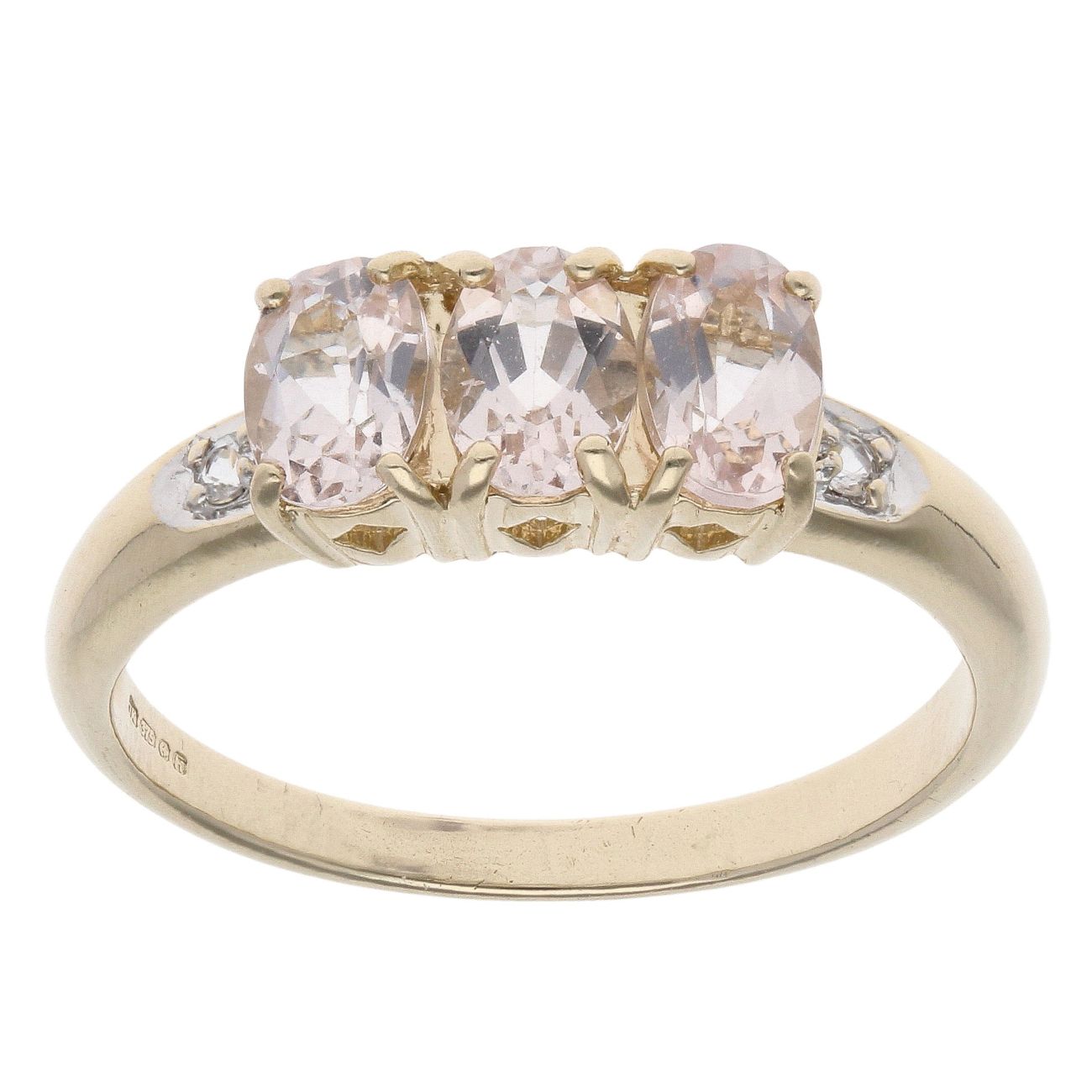9ct Yellow Gold 0.02ct Diamond and Morganite Ring