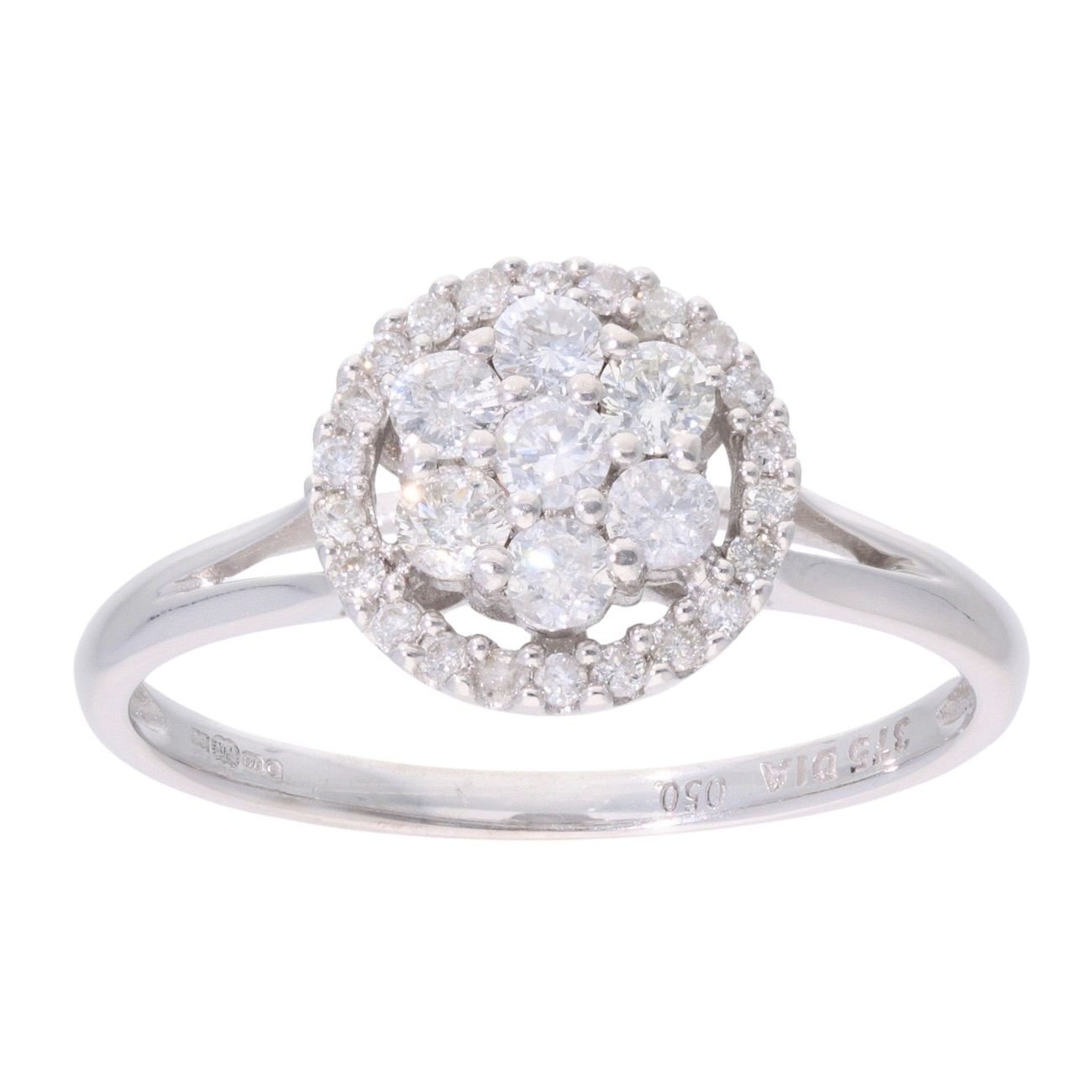9ct White Gold 0.50ct Diamond Cluster Ring