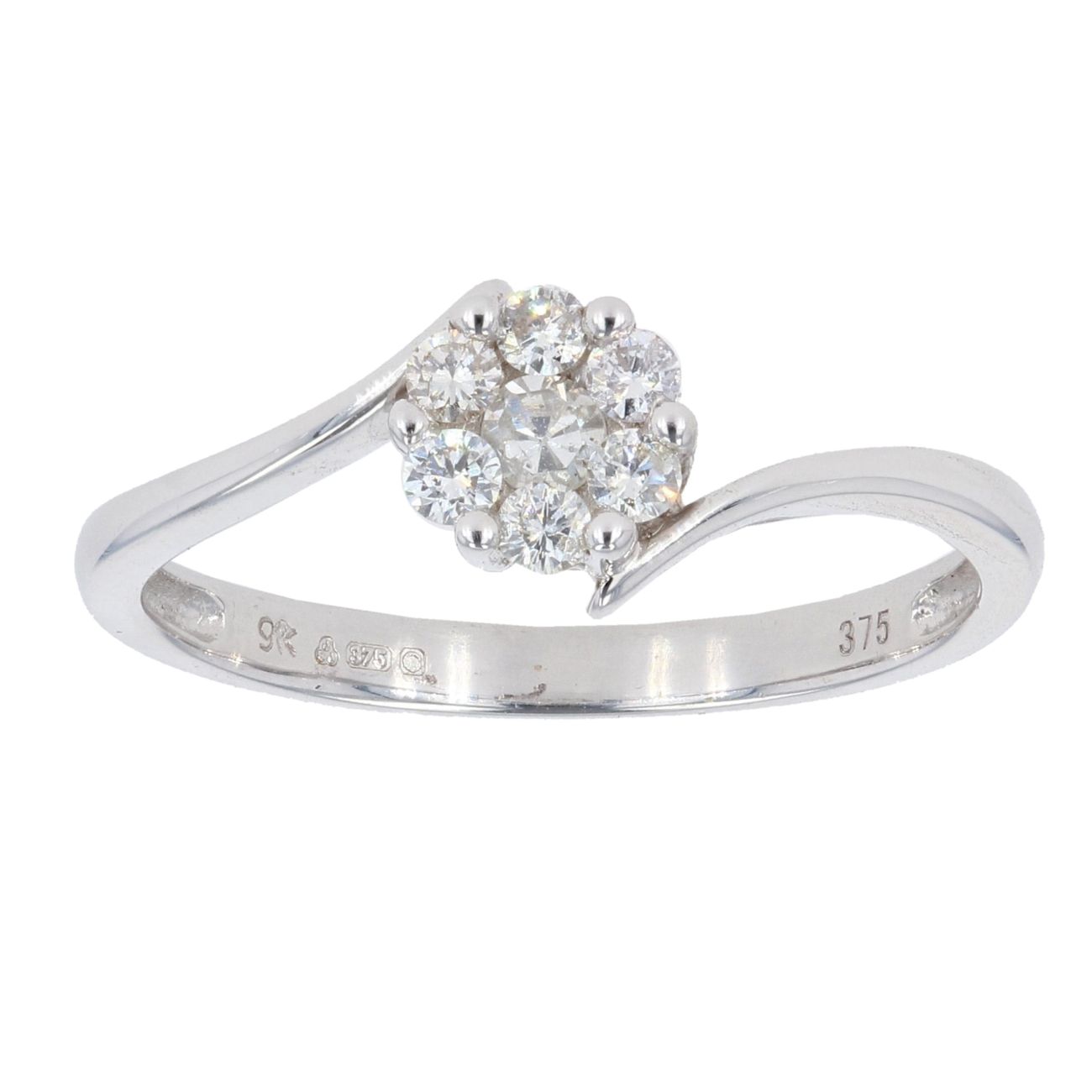 9ct White Gold 0.16cts Diamond Cluster Ring by Anya Belle