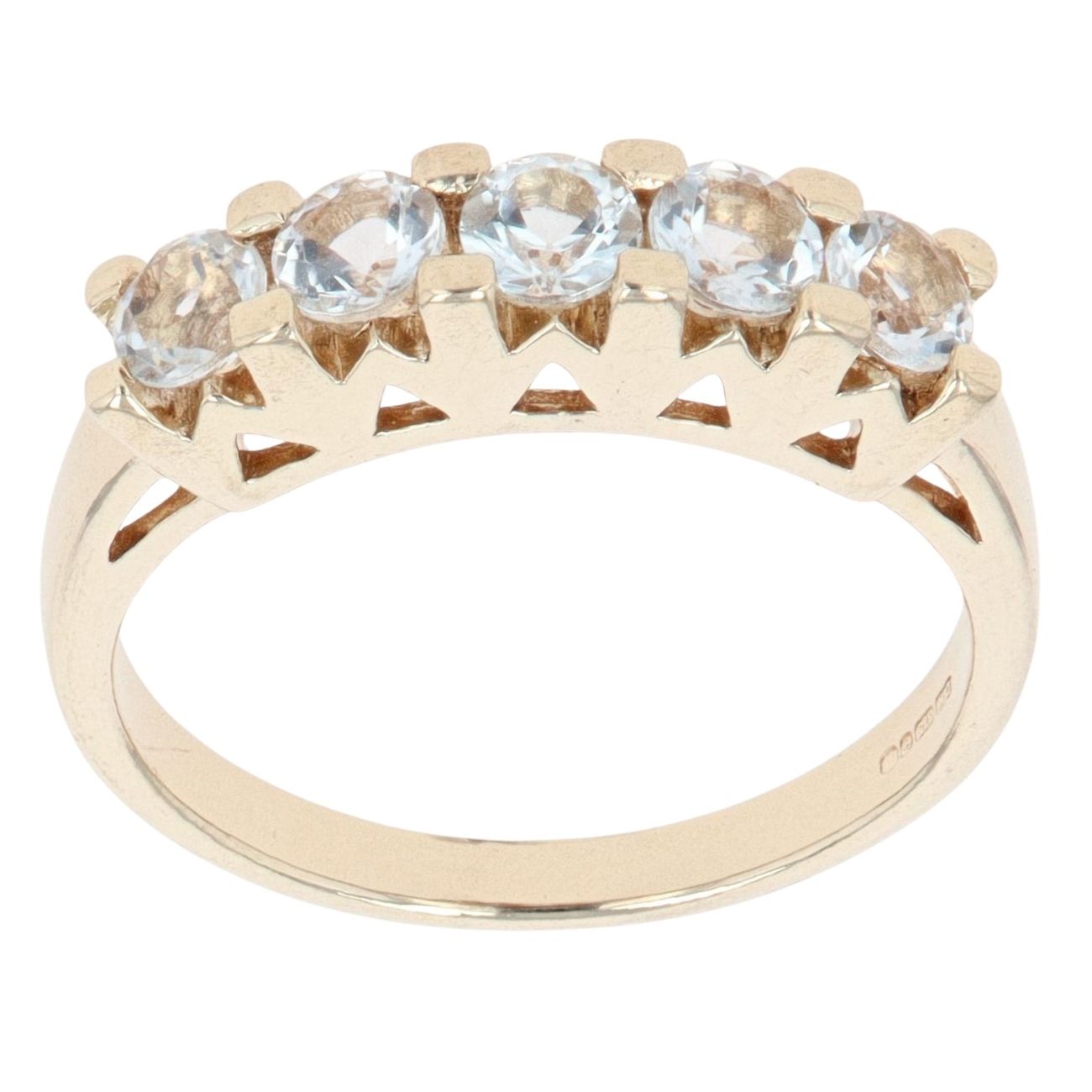 9ct Yellow Gold Aquamarine Five Stone Ring