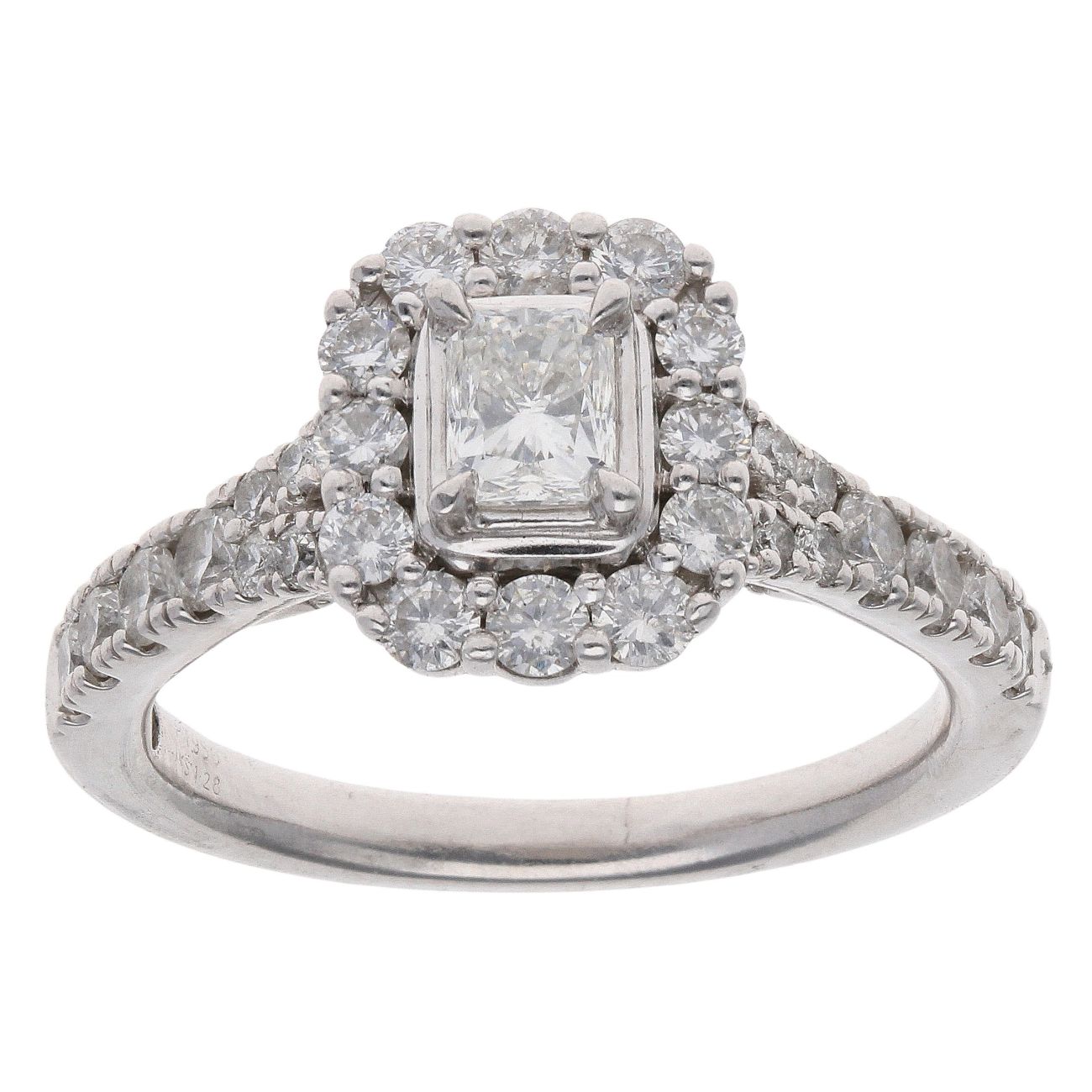 Platinum 1.28ct Radiant And Brilliant Cut Diamond Cluster Ring