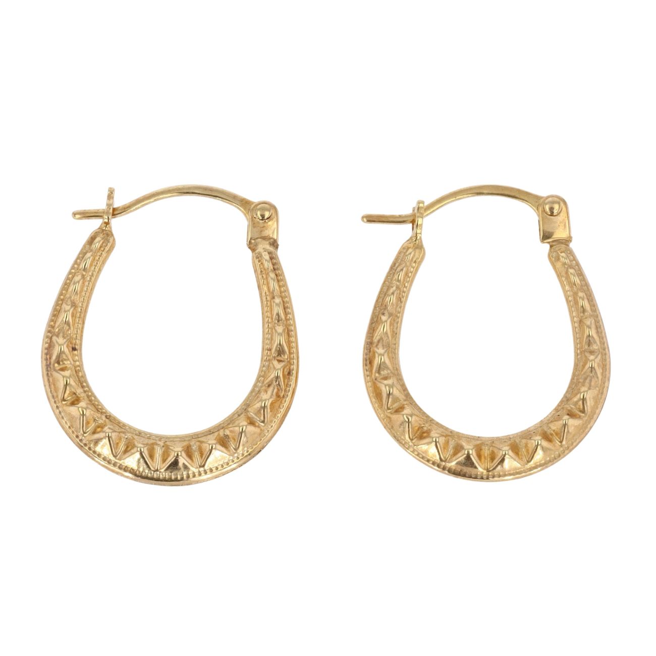 9ct Yellow Gold Patterned Mini Creole Earrings