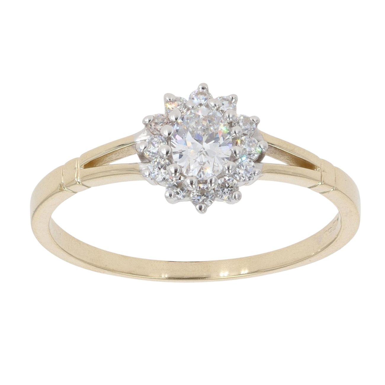 9ct Yellow Gold Cubic Zirconia Cluster Ring