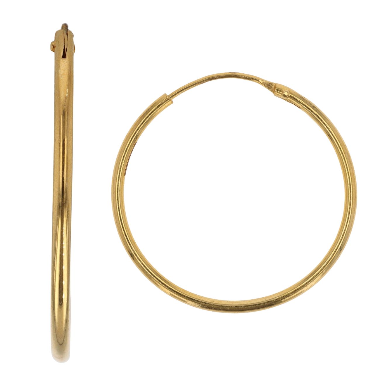 22ct Yellow Gold Classic Plain Hoop Earrings