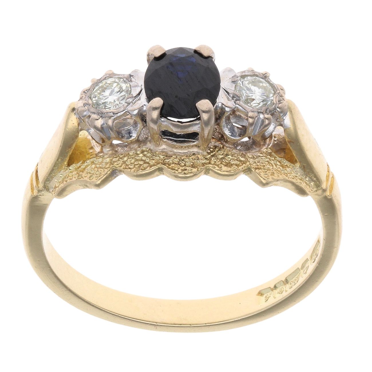 18ct Yellow Gold 0.15ct Diamond and Sapphire Three Stone Ring