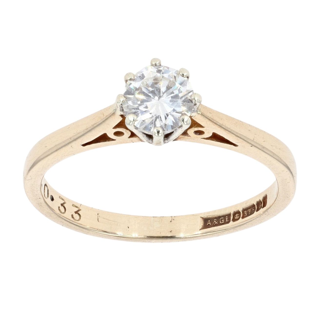 9ct Yellow Gold 0.33ct Diamond Solitaire Ring
