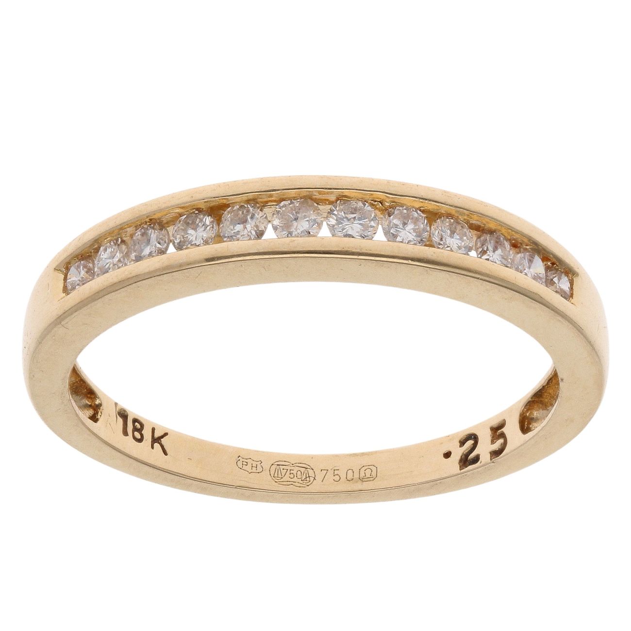 18ct Yellow Gold 0.25ct Brilliant Cut Diamond Half Eternity Ring