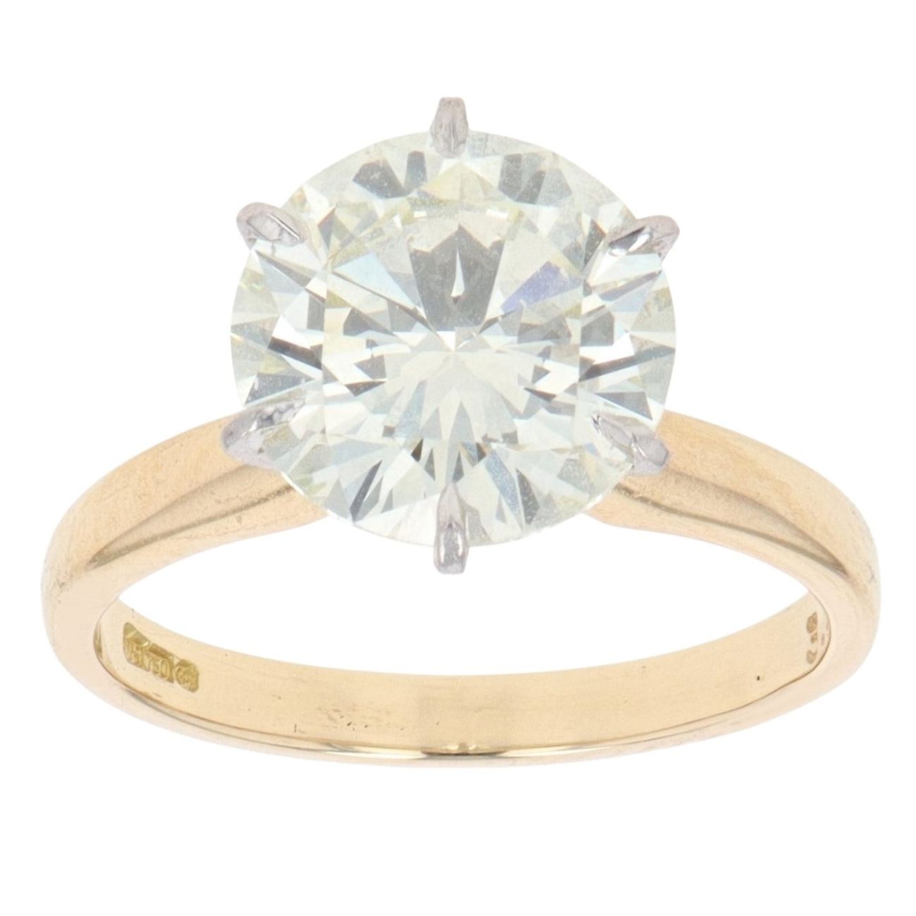 18ct Yellow And White Gold 3.51ct Brilliant Cut Diamond Solitaire Ring