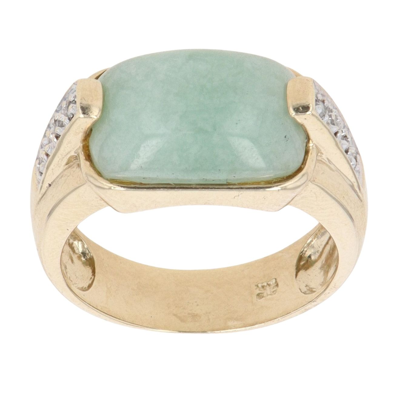 9ct Yellow Gold 0.10ct Diamond and Jade Dress Ring