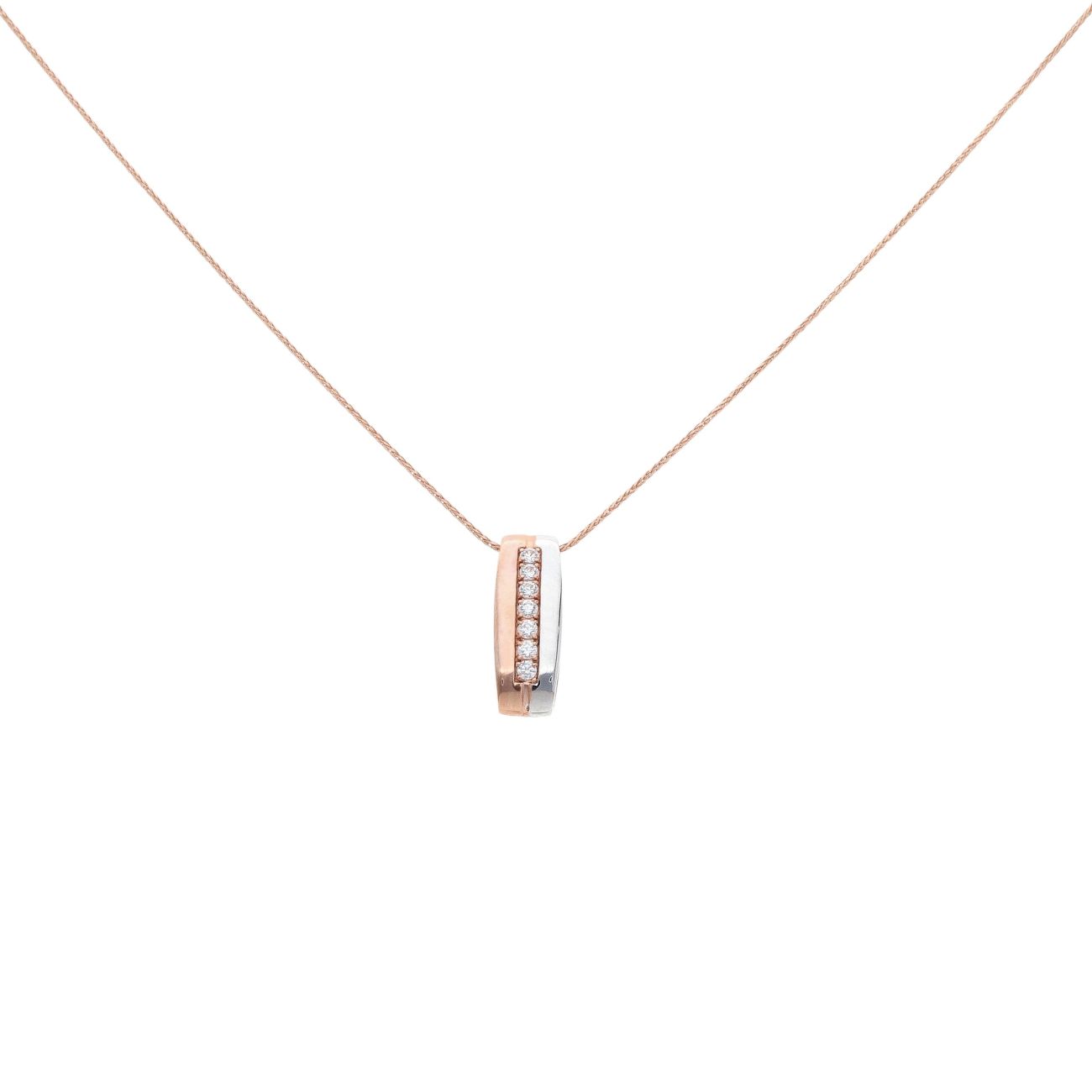 9ct White and Rose Gold Cubic Zirconia Fancy Pendant and Chain 18"