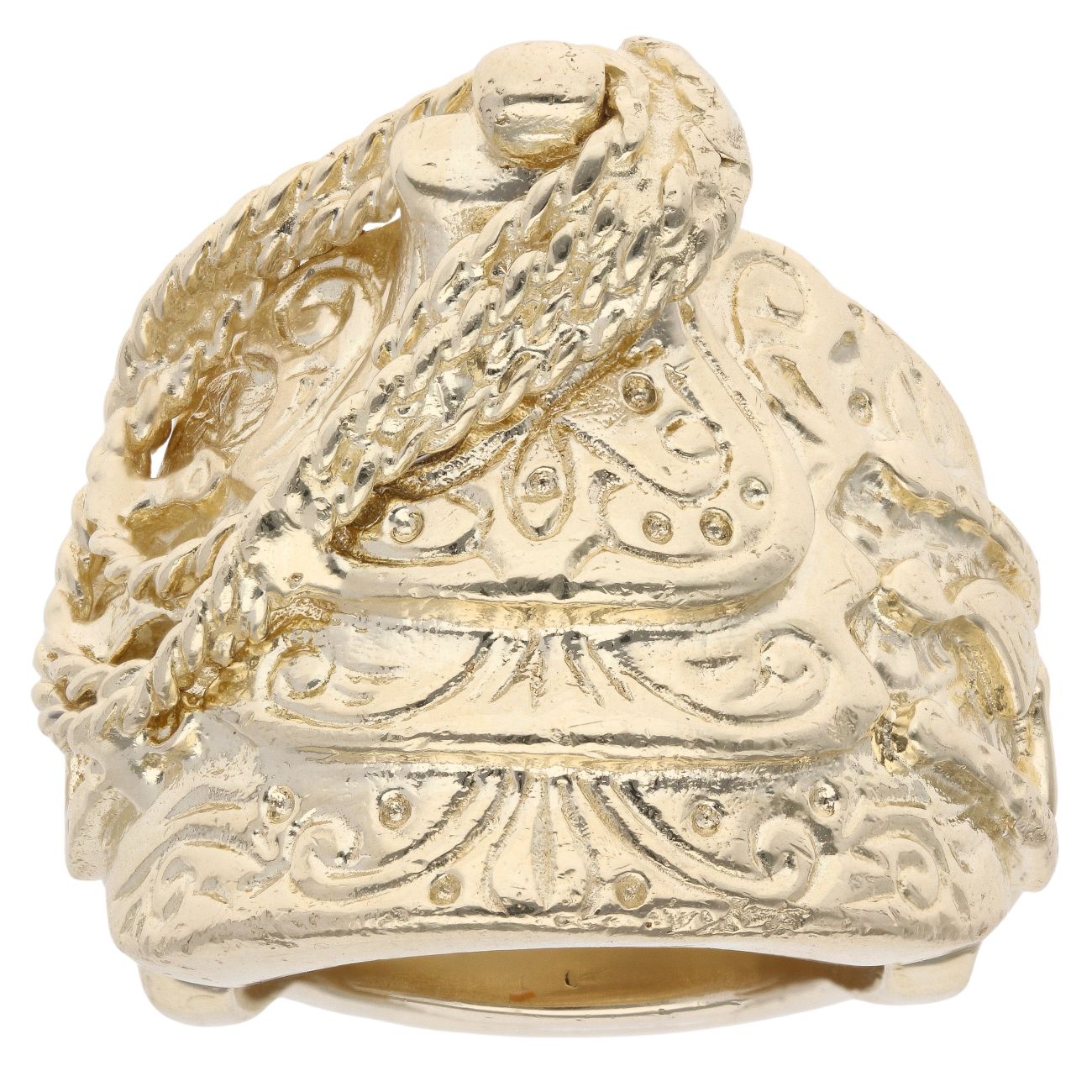 9ct Yellow Gold Patterned Saddle Ring