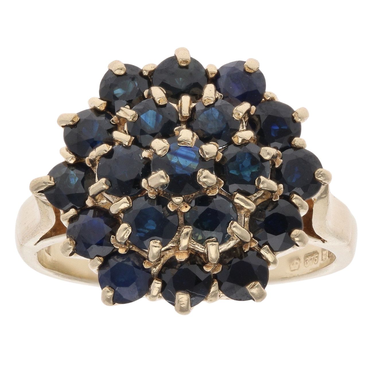 9ct Yellow Gold Sapphire Cluster Ring
