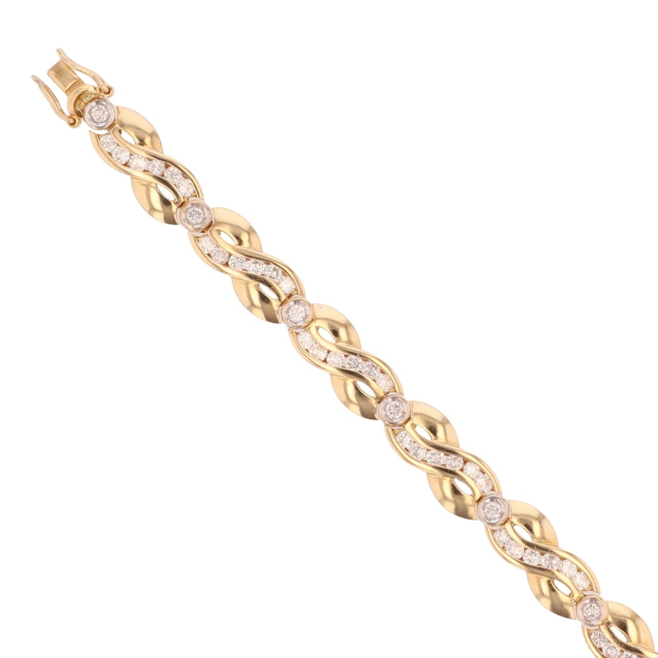 18ct Yellow Gold 2.25ct Brilliant Cut Diamond Bracelet 7"