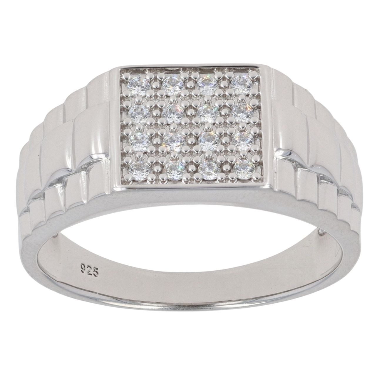 Silver Cubic Zirconia Square Ring By Icesia