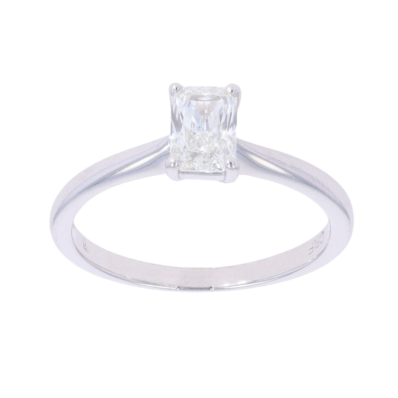 18ct White Gold 0.70ct Radiant Cut Diamond Solitaire Ring